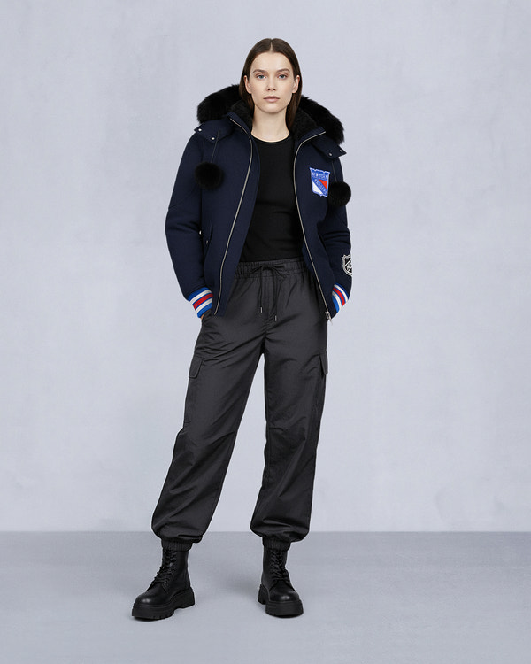 moose knuckles NHL X MOOSE KNUCKLES RANGERS BOMBER JACKET NAVY/RED/BONE/BLACK