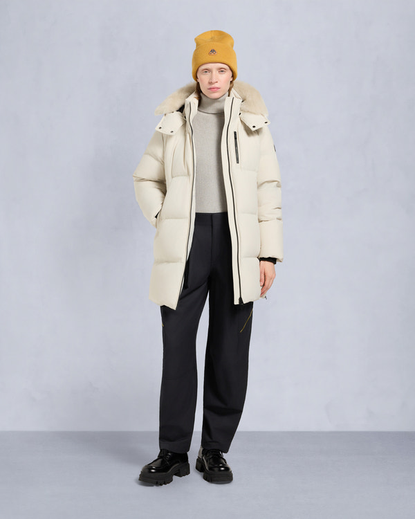 moose knuckles NYLUXE CHELIA SHEARLING 3Q JACKET ALABASTER