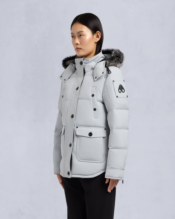 Moose Knuckles ONYX ANGUILLE SHEARLING JACKET GREY BIRCH/ICE