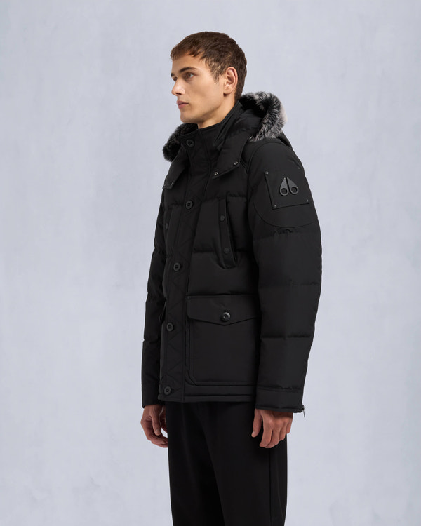 Moose Knuckles ONYX ROUND ISLAND SHEARLING DOWN JACKET BLACK/ICE