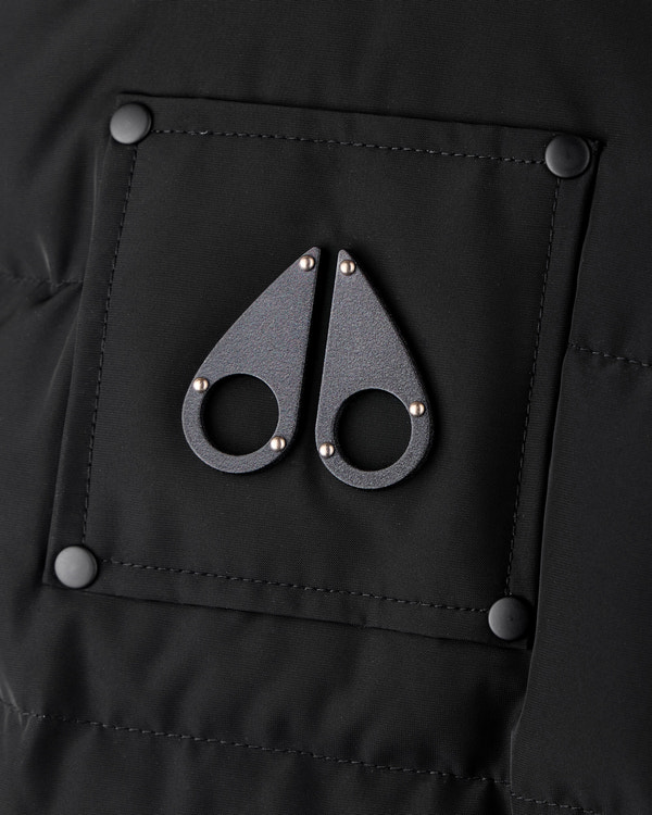 Moose Knuckles ONYX SCOTCHTOWN SHEARLING BOMBER JACKET BLACK/ICE