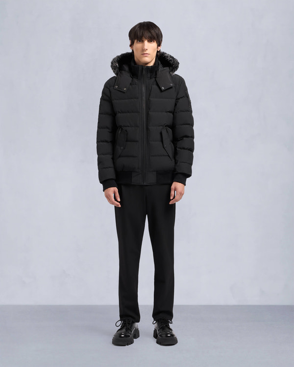 moose knuckles ONYX SCOTCHTOWN SHEARLING BOMBER JACKET BLACK/ICE