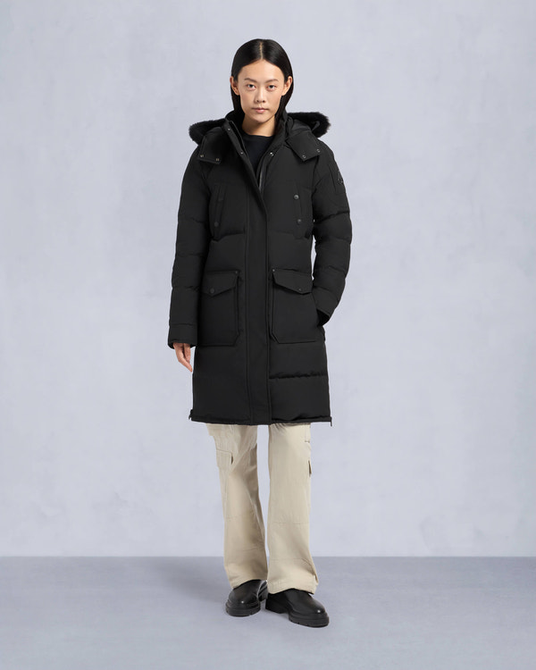 moose knuckles ONYX SHEARLING CAUSAPSCAL PARKA BLACK/BLACK