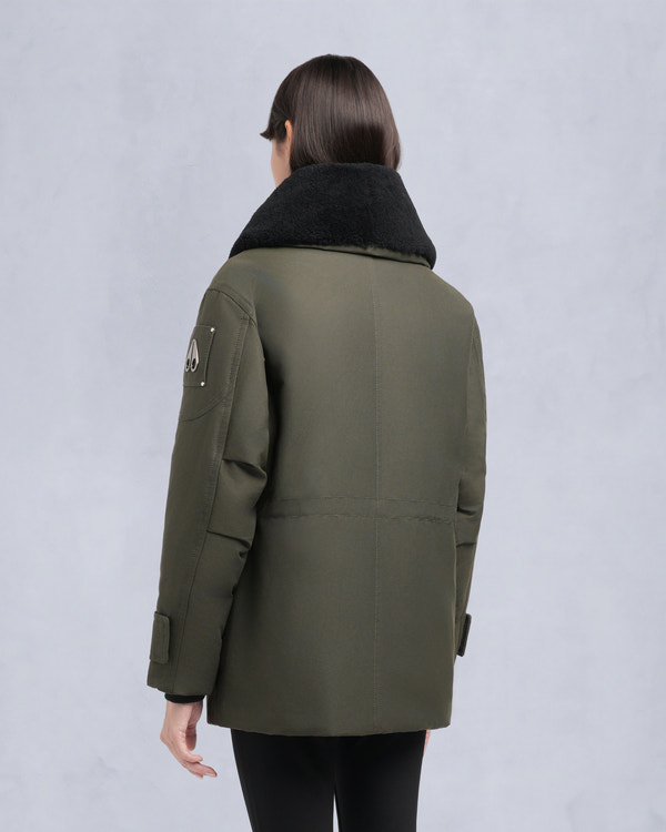 Moose Knuckles ORIGINAL AURORA SHEARLING TRIM JACKET DARK OLIVE/BLACK