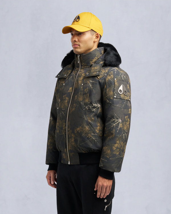 Moose Knuckles ORIGINAL BALLISTIC NEOSHEAR BOMBER JACKET MOSS REAL LEAF/BLACK