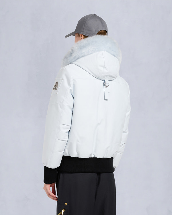 Moose Knuckles ORIGINAL DEBBIE SHEARLING TRIM BOMBER JACKET OXYGEN