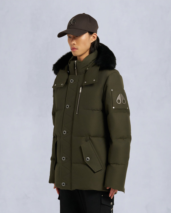 Moose Knuckles ORIGINAL SHEARLING TRIM 3Q JACKET DARK OLIVE/BLACK