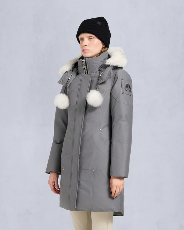 Moose Knuckles ORIGINAL STIRLING SHEARLING TRIM PARKA SLATE/NATURAL