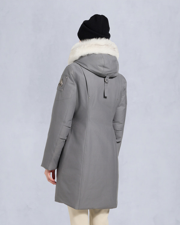 Moose Knuckles ORIGINAL STIRLING SHEARLING TRIM PARKA SLATE/NATURAL