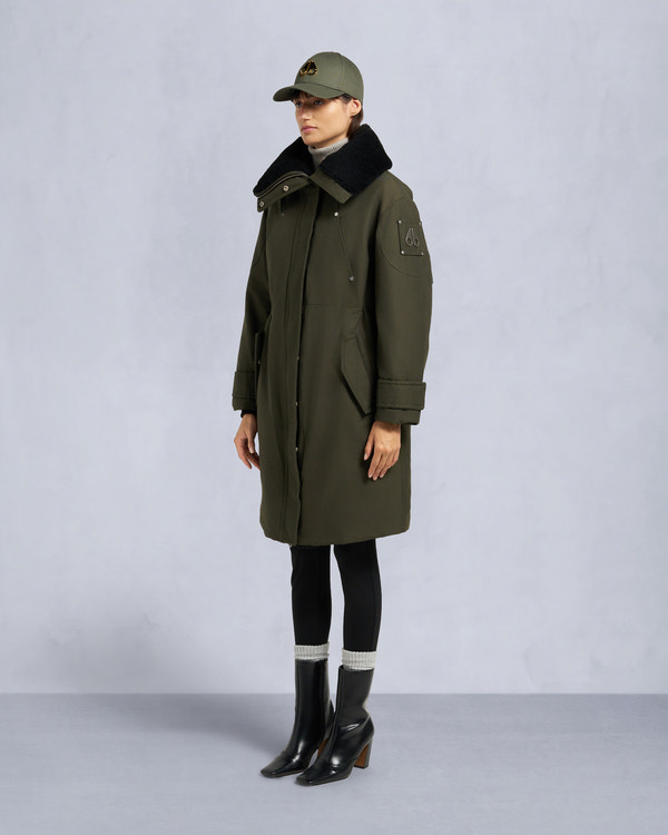 Moose Knuckles ORIGINAL STORM SHEARLING TRIM PARKA DARK OLIVE/BLACK