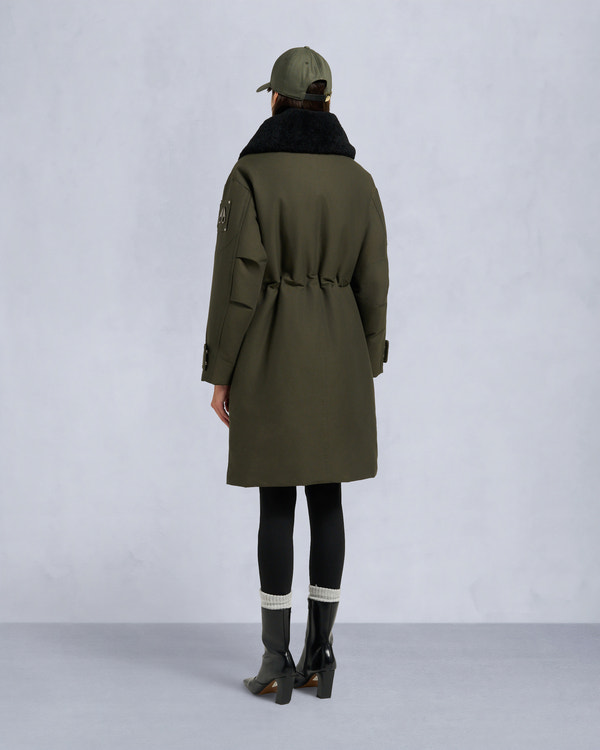 Moose Knuckles ORIGINAL STORM SHEARLING TRIM PARKA DARK OLIVE/BLACK