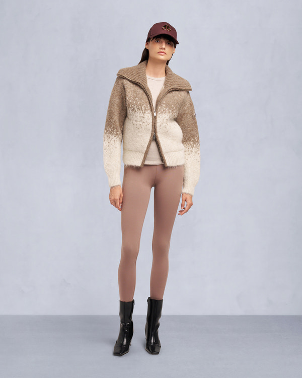 moose knuckles PALMER FULL-ZIP SWEATER ALABASTER/DUNE