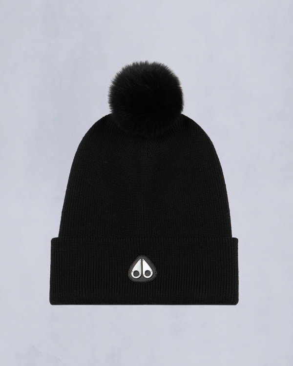 moose knuckles PARNIS KIDS UNISEX POM POM BEANIE BLACK