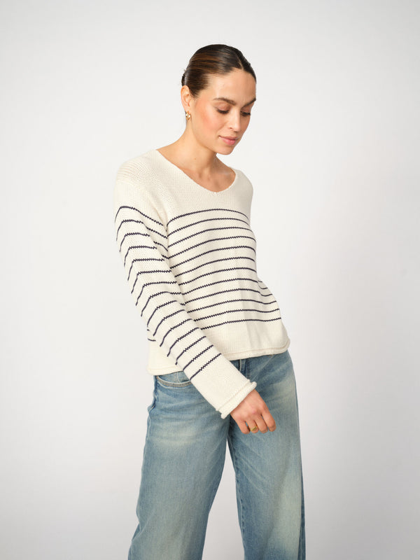 Mos Mosh MMBine LS V-Neck Stripe Knit