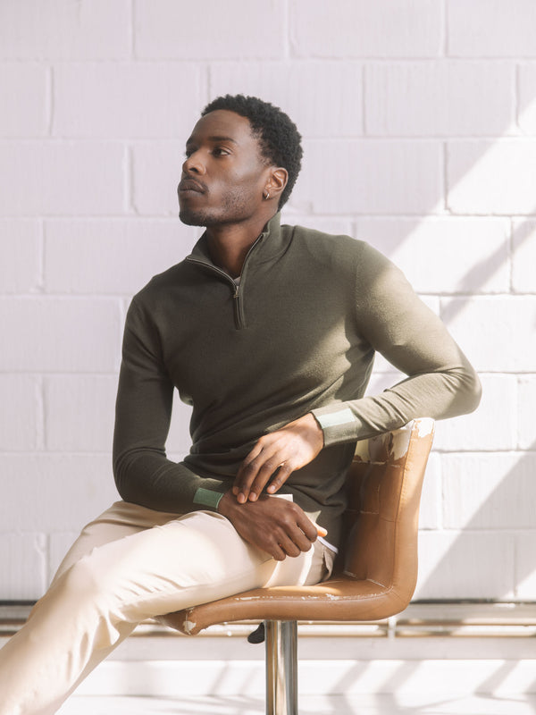 Mos Mosh MMGAdam Soft Zip Turtle Neck Knit