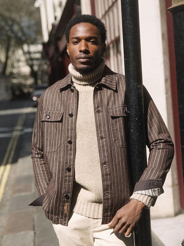 mos mosh MMGMatteo Brown Stripe Overshirt