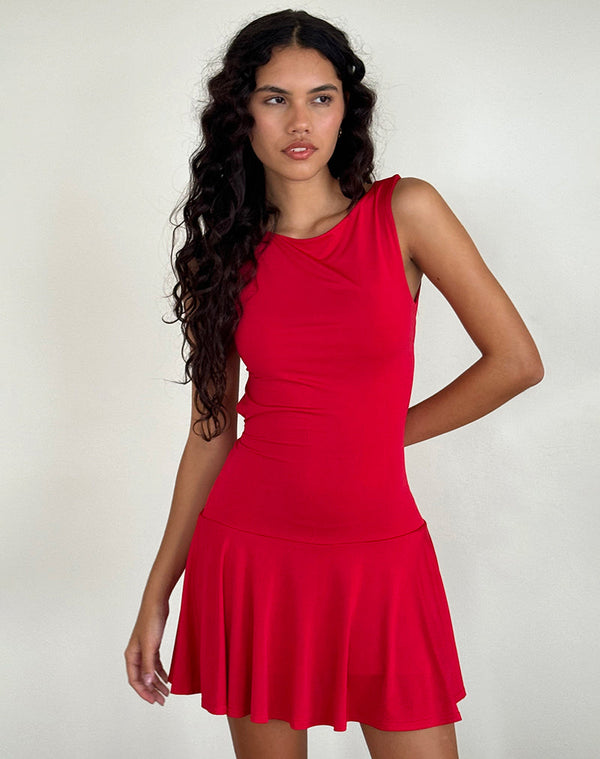 Motel Rocks Abreille Open Back Mini Dress In Slinky Red