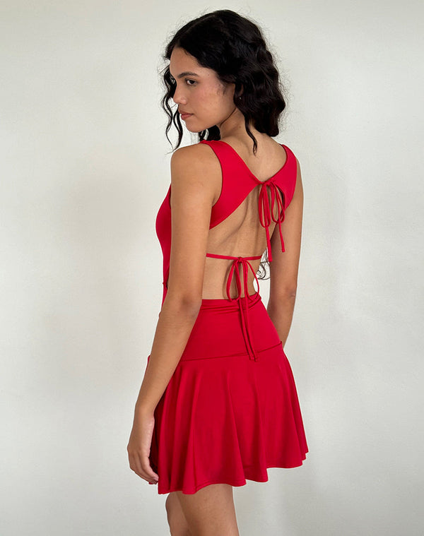 Motel Rocks Abreille Open Back Mini Dress In Slinky Red