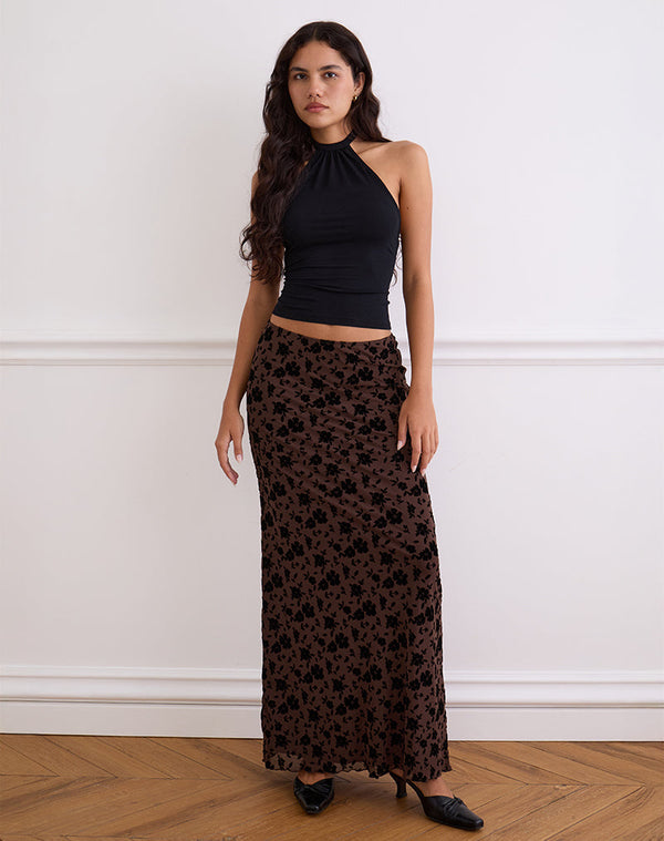 Motel Rocks Alfreda Maxi Skirt In Garden Floral Brown
