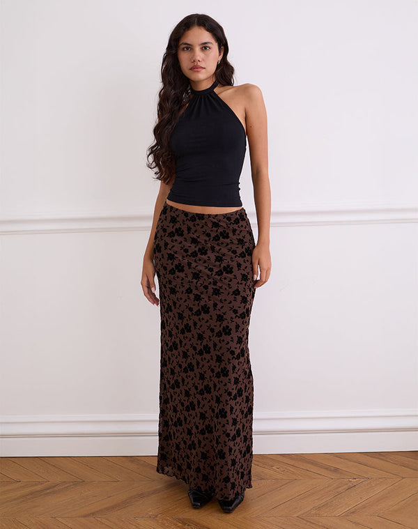 motel rocks Alfreda Maxi Skirt in Garden Floral Brown