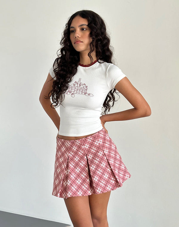 Motel Rocks Alula Pleated Mini Skirt In Pink Tartan