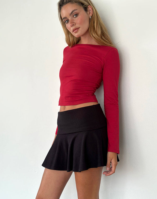 Motel Rocks Amabon Long Sleeve Top In Adrenaline Red