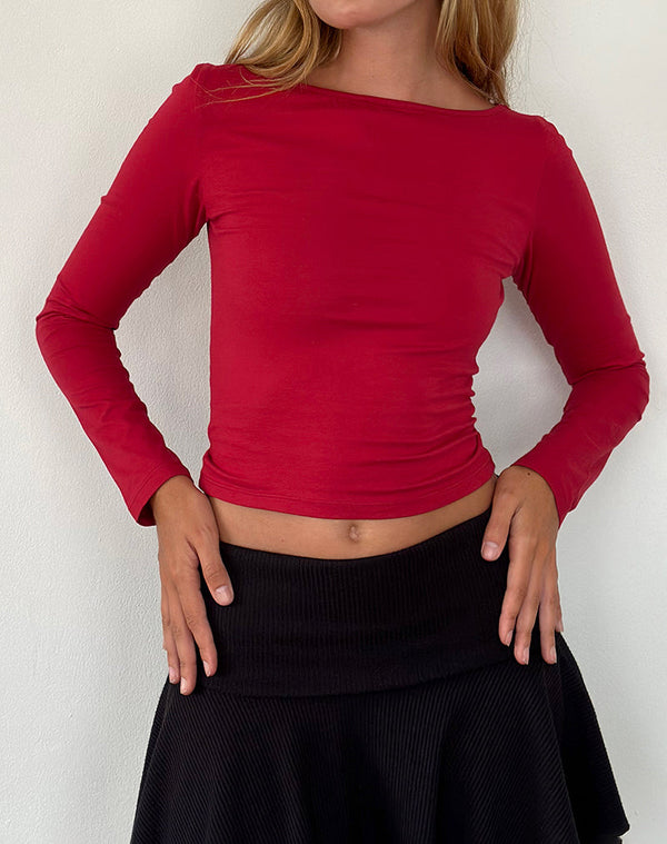 Motel Rocks Amabon Long Sleeve Top In Adrenaline Red