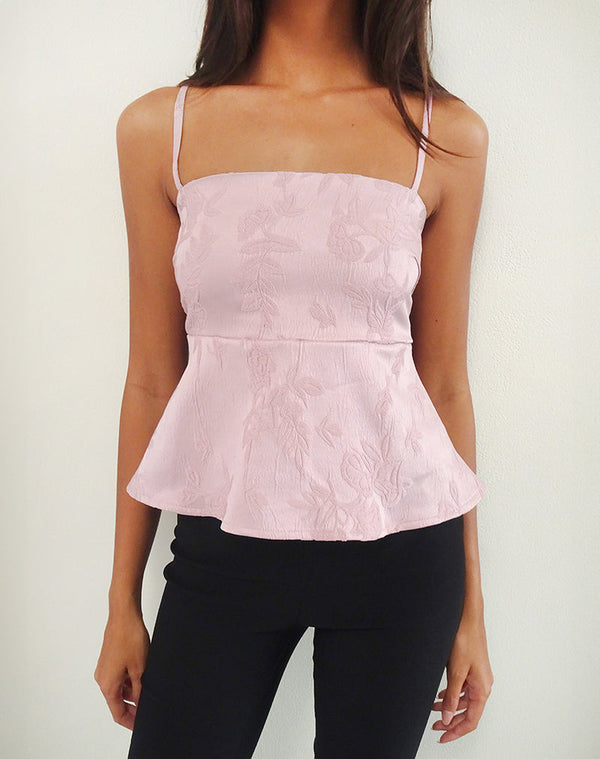 Motel Rocks Amerta Cami Top In Satin Jacquard Baby Pink