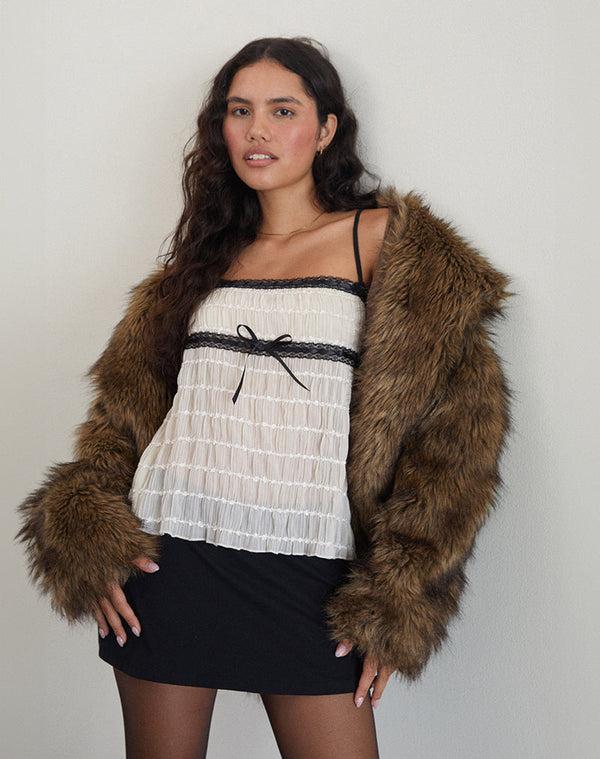 motel rocks Ancika Cami Top in Textured Chiffon Ivory