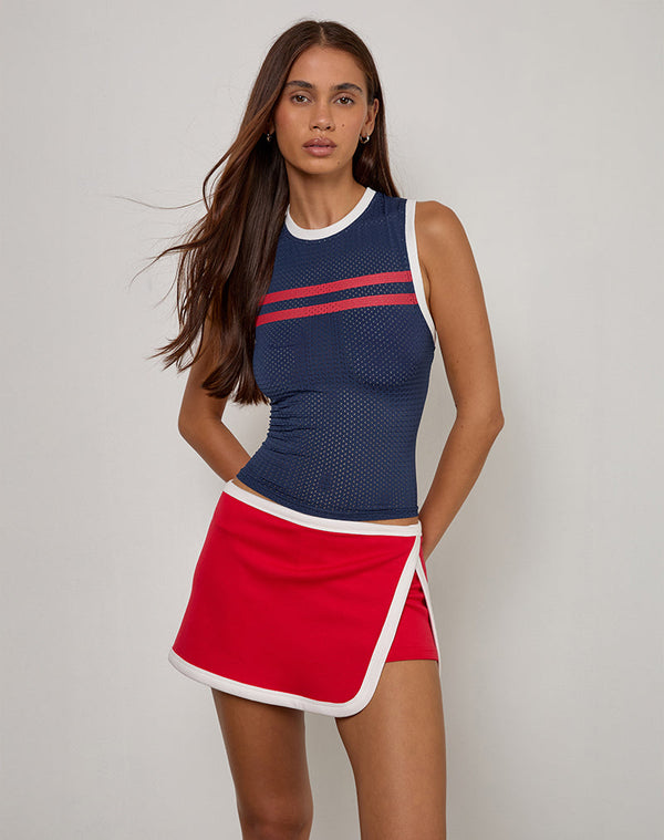 Motel Rocks Andeci Sport Skort In Red With White Binding
