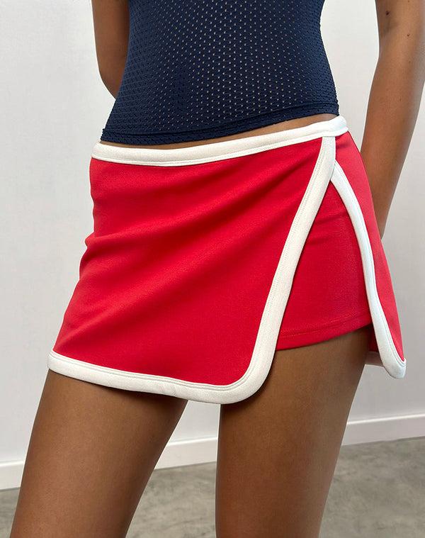 Motel Rocks Andeci Sport Skort In Red With White Binding
