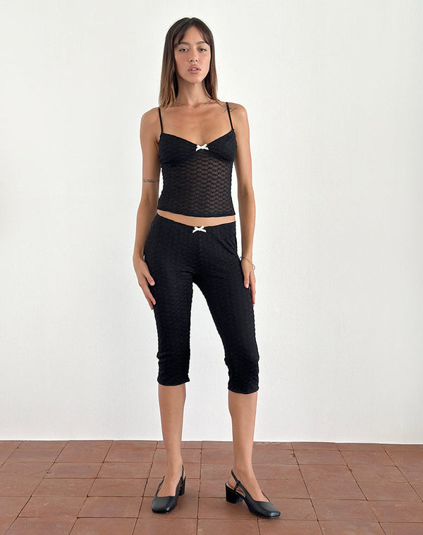 Motel Rocks Asih Capri Trousers In Black Heart Lace