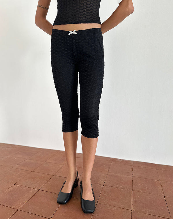 Motel Rocks Asih Capri Trousers In Black Heart Lace