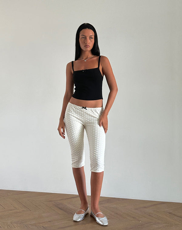 Motel Rocks Asih Capri Trousers In Ivory Heart Lace