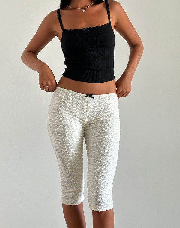 Motel Rocks Asih Capri Trousers In Ivory Heart Lace