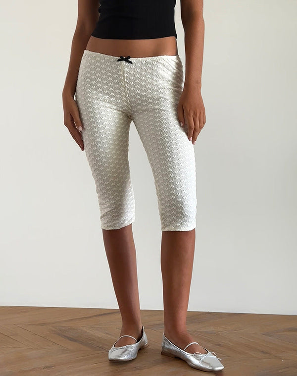 motel rocks Asih Capri Trousers in Ivory Heart Lace