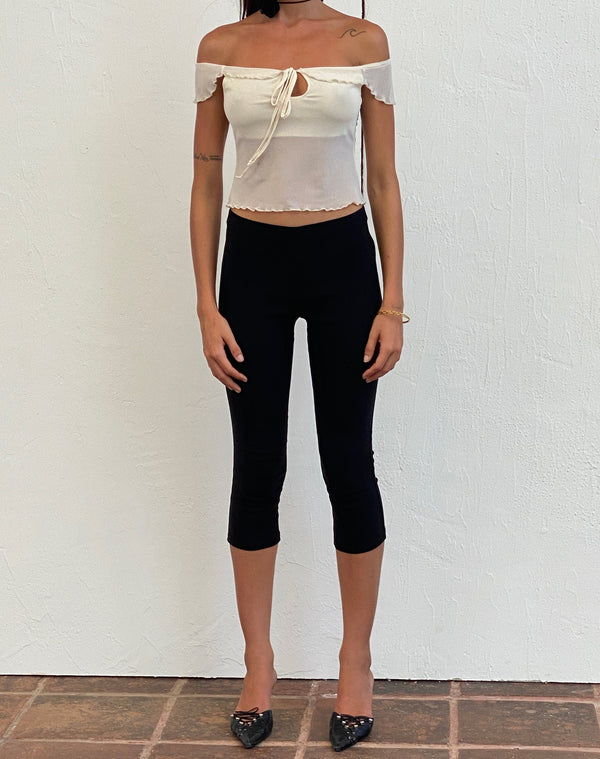 Motel Rocks Asla Cropped Capri Trouser In Stretch Tailoring Black