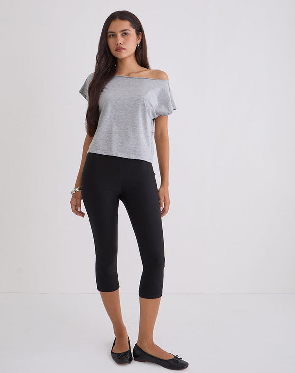 motel rocks Asla Cropped Capri Trouser in Stretch Tailoring Black