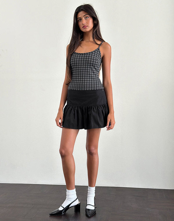 Motel Rocks Atarah Knit Cami Top In Argyle Black Grey