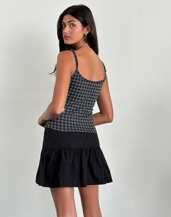 Motel Rocks Atarah Knit Cami Top In Argyle Black Grey