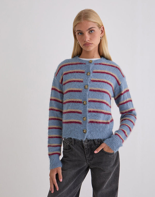 motel rocks Audrina Cardigan in Blue and Red Stripe