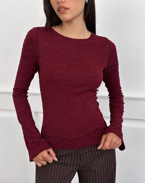 Motel Rocks Aven Asymmetric Top In Textured Knit Red