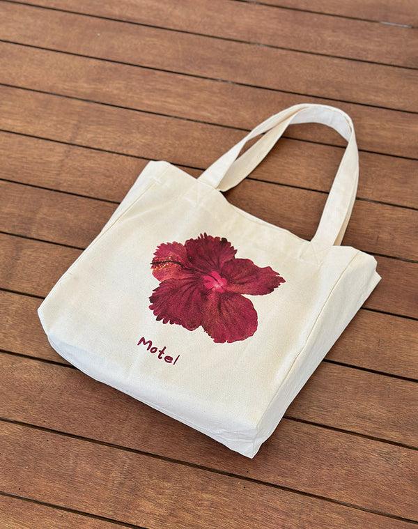 Motel Rocks Barbara Tote Bag In Ivory With Hibiscus Print