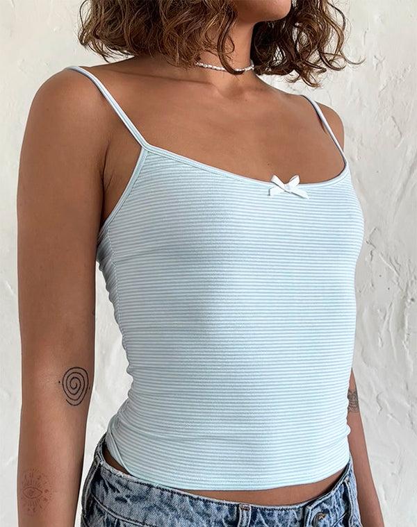 Motel Rocks Barlyn Cami Top In Blue And White Stripe
