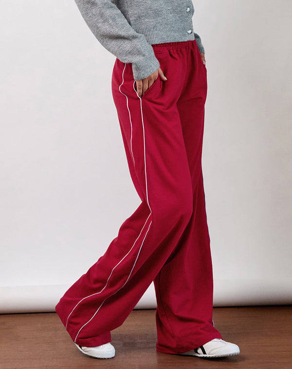 Motel Rocks Benton Jogger In Adrenaline Red With Violet Binding