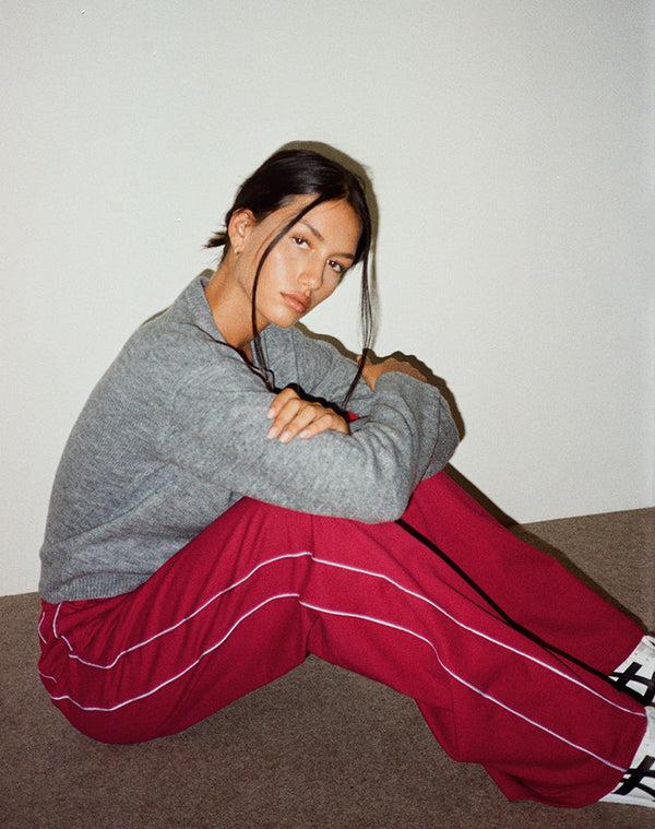 Motel Rocks Benton Jogger In Adrenaline Red With Violet Binding