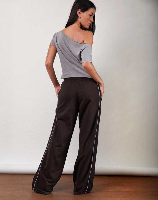 Motel Rocks Benton Jogger In Bitter Chocolate With Violet Binding