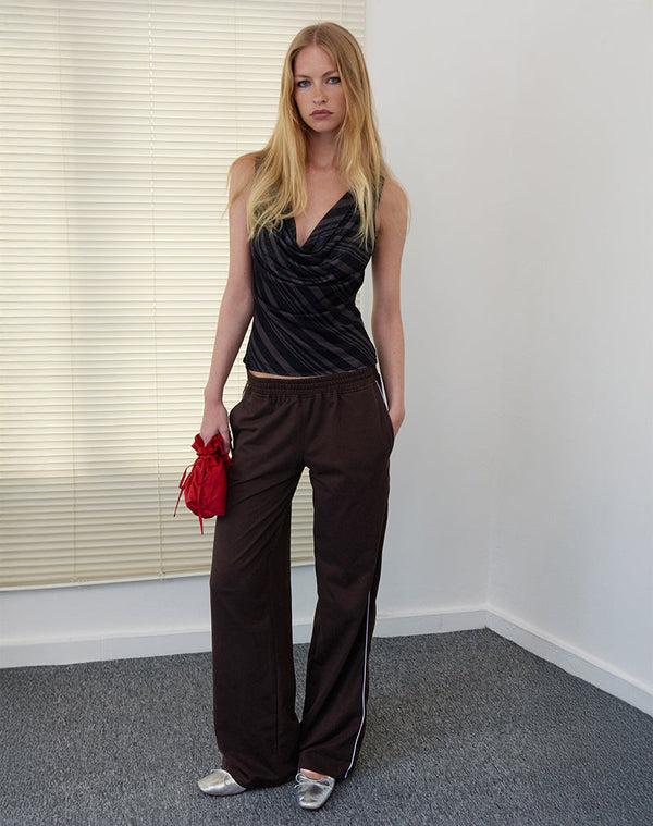 motel rocks Benton Jogger in Bitter Chocolate with Violet Binding