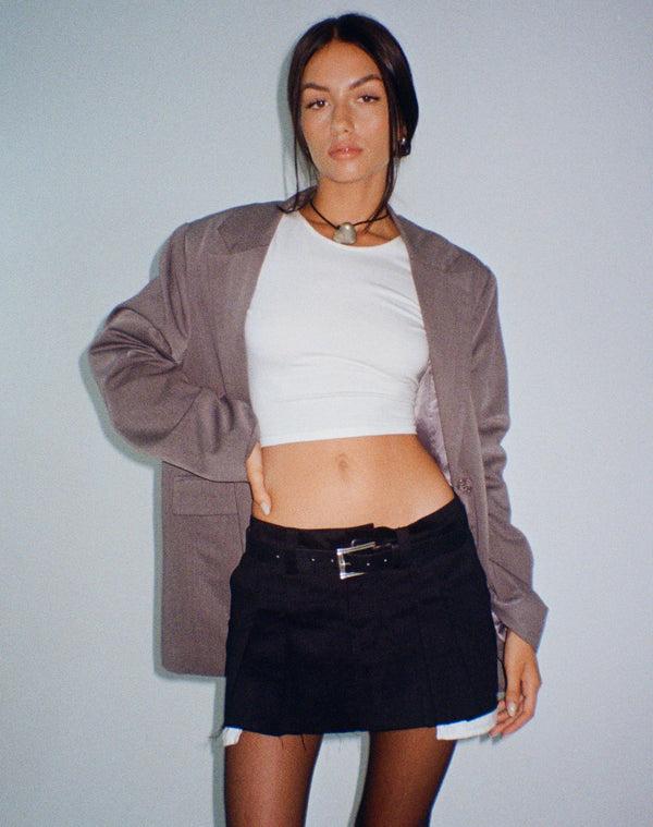 motel rocks Blythe Low Waisted Mini Skirt in Twill Suede Black