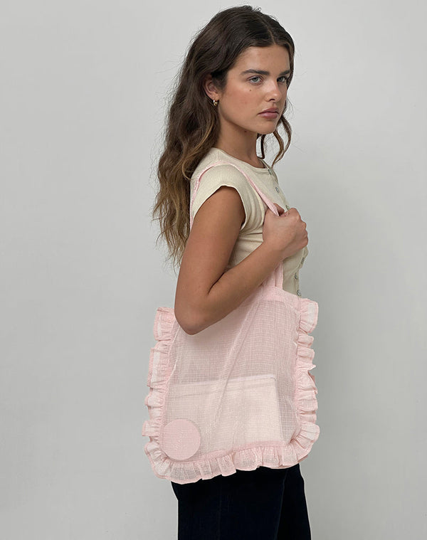motel rocks Brinana Tote Bag in Textured Chiffon Pink